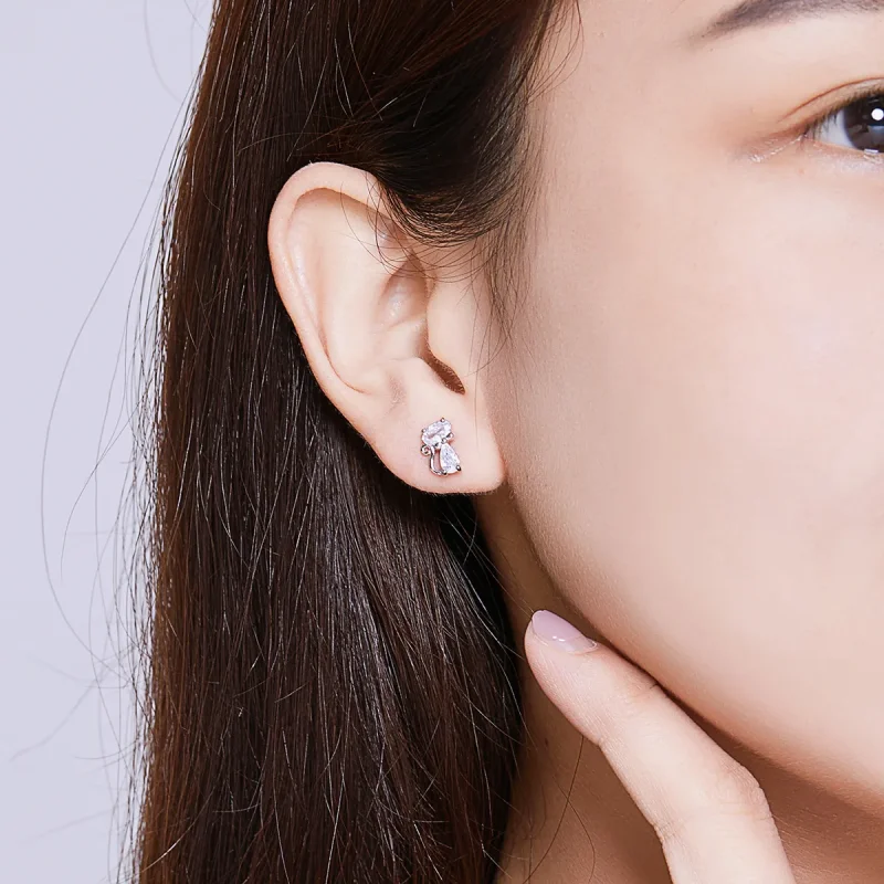 (slika za) Uhani s štirimi vogalnimi kamni v stilu Pandora - BSE206 - Ogled 7