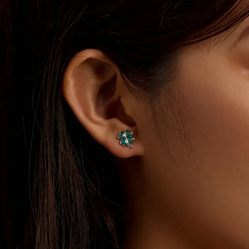 (slika za) Uhani s štiriperesno deteljico v stilu Pandora - SCE1346 - Ogled 6