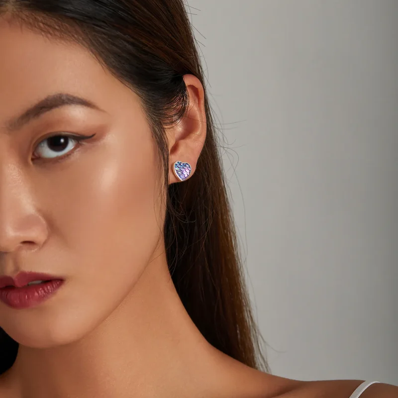 (slika za) Uhani v obliki srca z ribjimi luskami Pandora - SCE1300 - Ogled 5