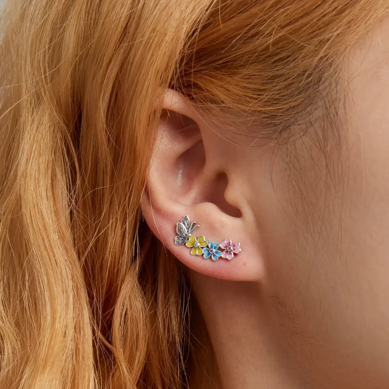 (slika za) Uhani z žebljički v obliki metulja v slogu Pandora - SCE1393 - Ogled 5