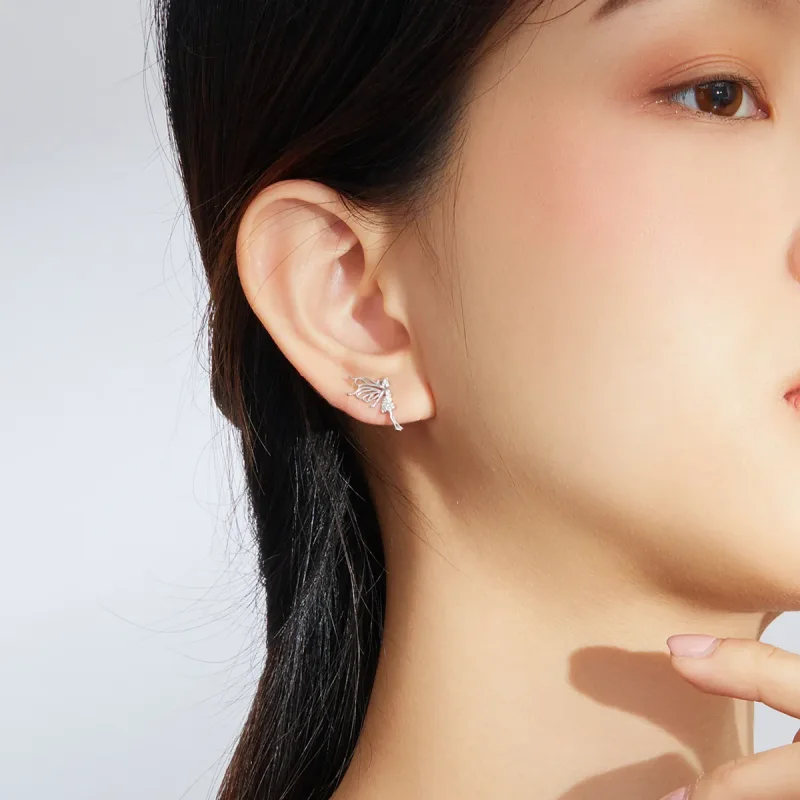 (slika za) Uhani z žebljički v stilu Pandora Flower Elf - BSE338 - Ogled 5