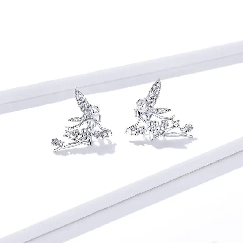 (slika za) Uhani z žebljički v stilu Pandora Flower Elf - BSE341 - Ogled 2