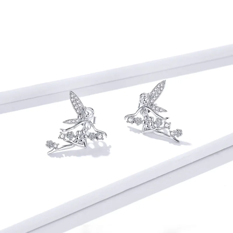 (slika za) Uhani z žebljički v stilu Pandora Flower Elf - BSE341 - Ogled 3