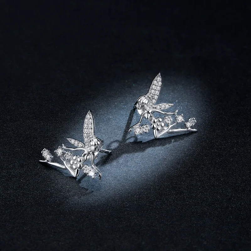 (slika za) Uhani z žebljički v stilu Pandora Flower Elf - BSE341 - Ogled 8