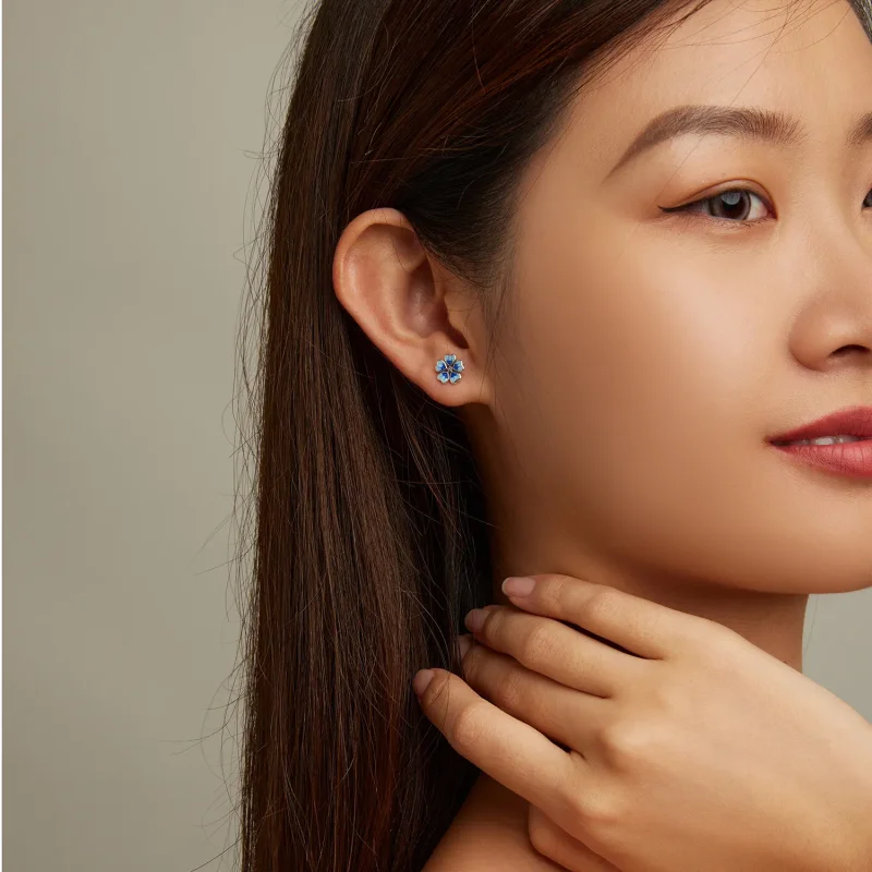 (slika za) Uhani z žebljički z rožami v slogu Pandora - SCE1513 - Ogled 7