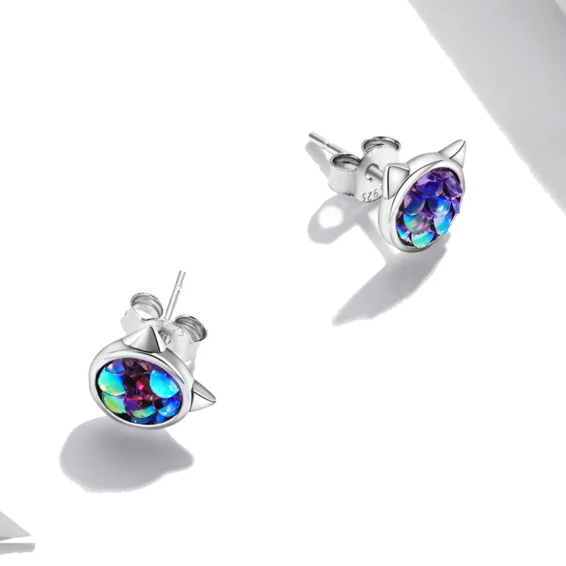 (slika za) Uhani z mačjimi glavami v slogu Pandora z ribjimi luskami - SCE1301 - Ogled 2