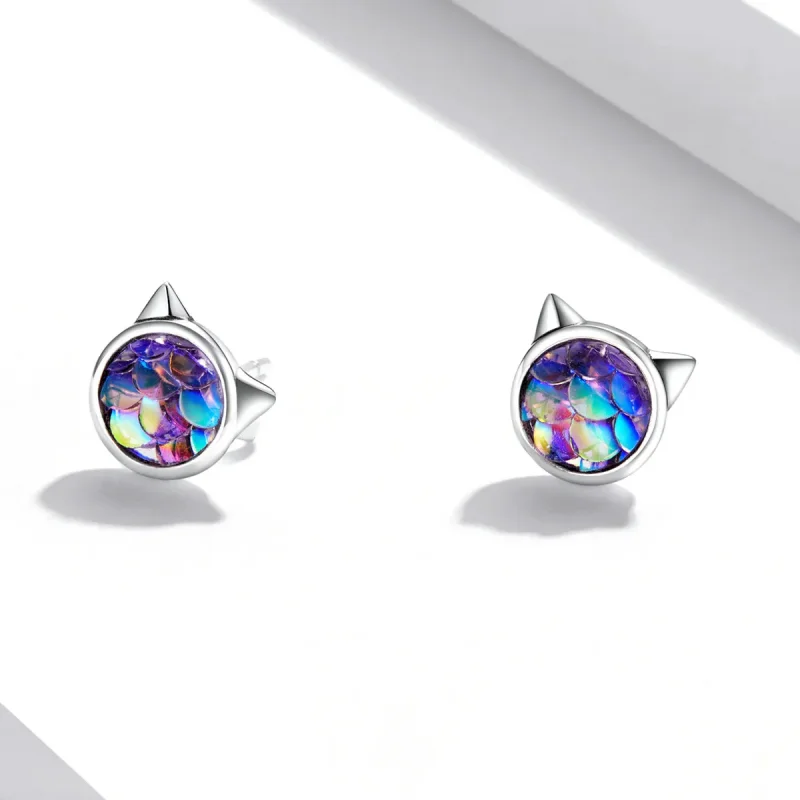 (slika za) Uhani z mačjimi glavami v slogu Pandora z ribjimi luskami - SCE1301 - Ogled 3