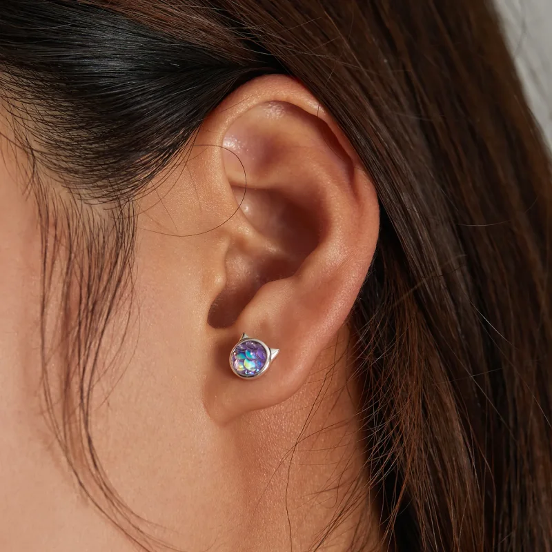 (slika za) Uhani z mačjimi glavami v slogu Pandora z ribjimi luskami - SCE1301 - Ogled 6