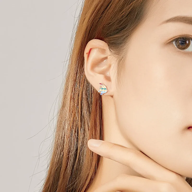 (slika za) Uhani z mavričnimi ribicami v stilu Pandora - SCE824 - Ogled 5