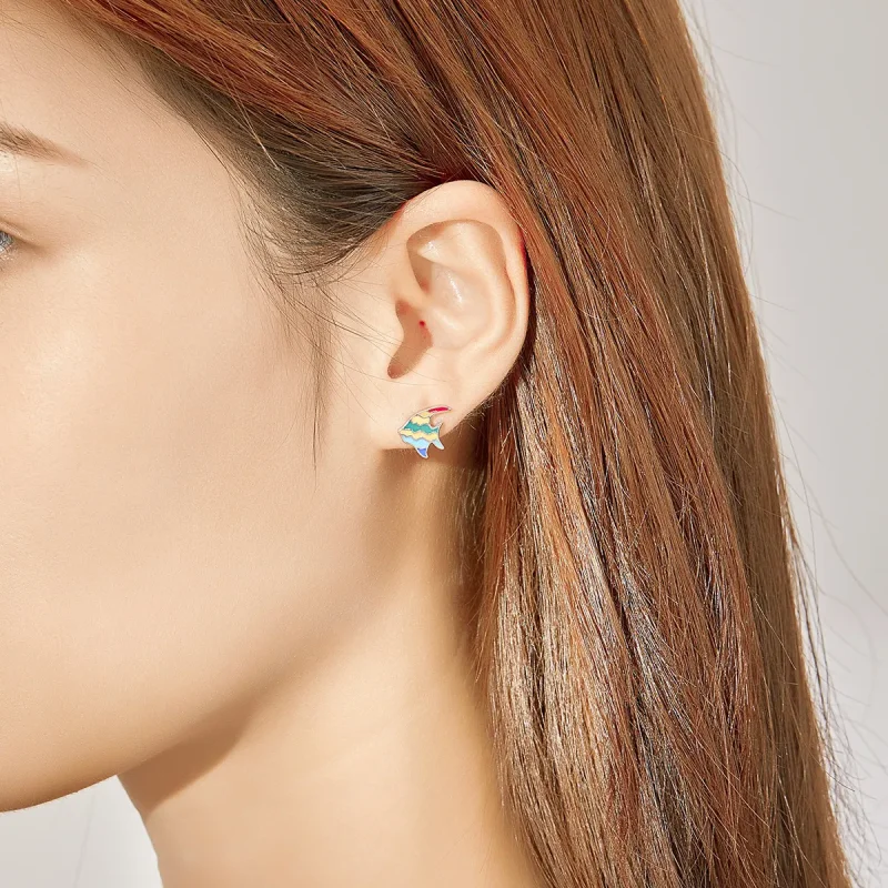 (slika za) Uhani z mavričnimi ribicami v stilu Pandora - SCE824 - Ogled 6