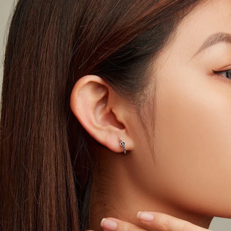 (slika za) Vintage uhani s črnim cirkonom v stilu Pandora - SCE1520 - Ogled 5