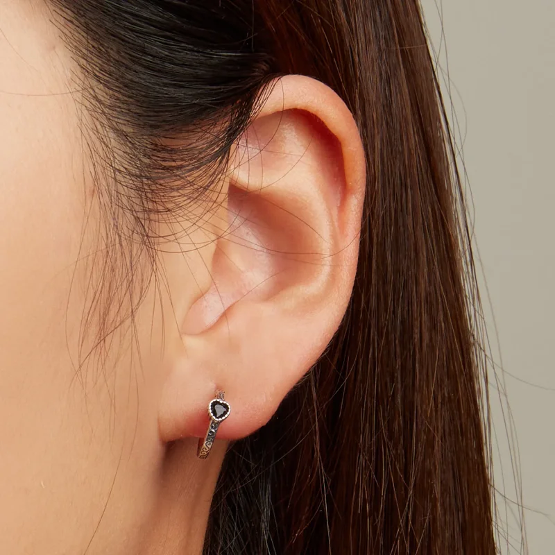 (slika za) Vintage uhani s črnim cirkonom v stilu Pandora - SCE1520 - Ogled 6