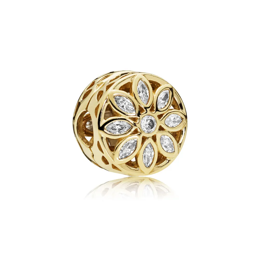 pandora bogat obesek z rožami 14k zlato in prozorno cz 757639cz