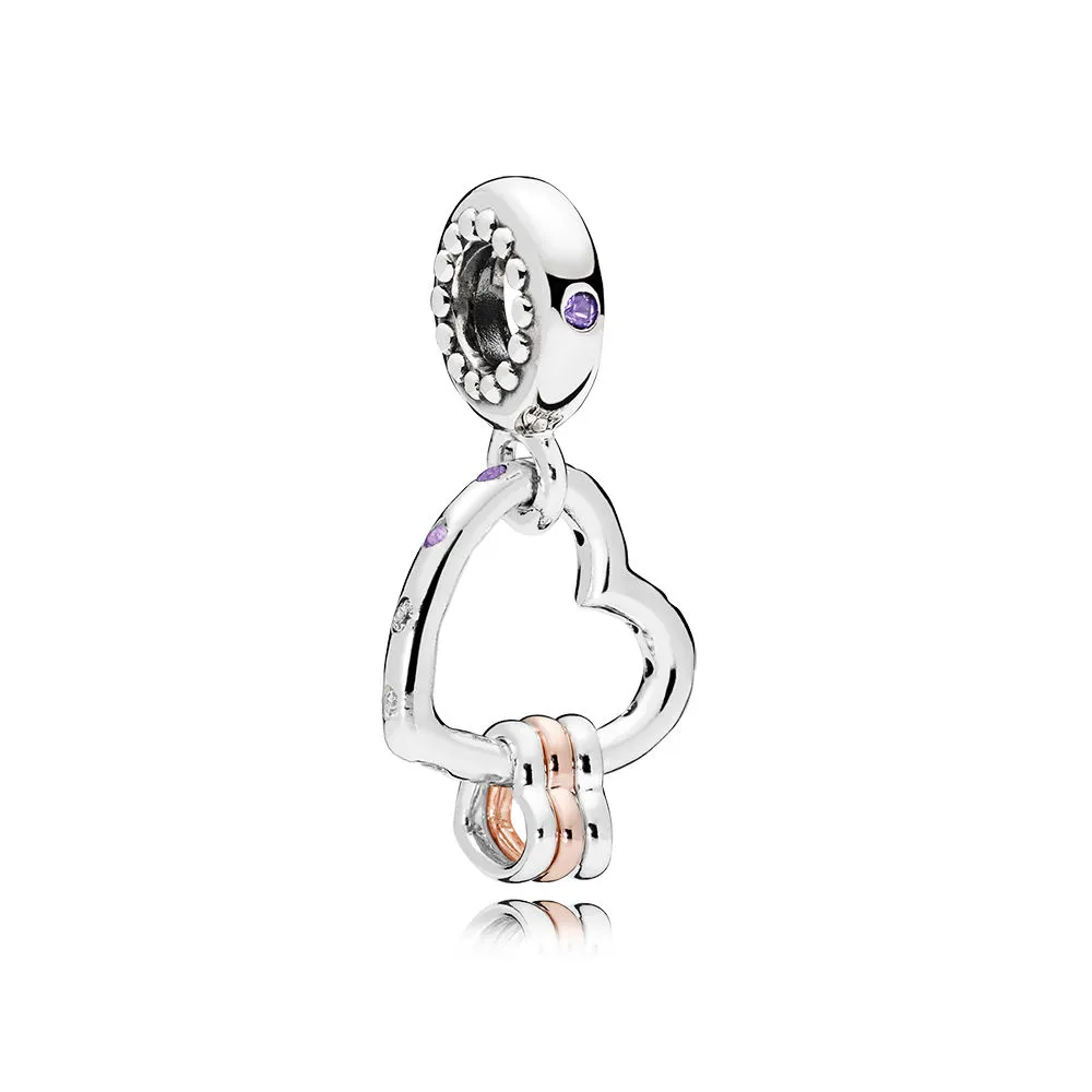 viseči obesek pandora heart highlights lila royal purple crystals clear cz 787247nlcmx