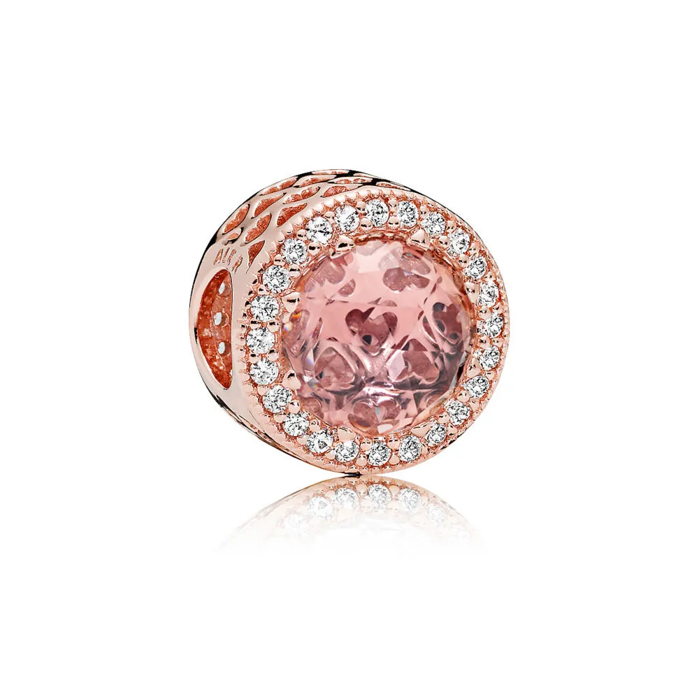 obesek radiant hearts pandora rose blush pink crystal clear cz 781725nbp