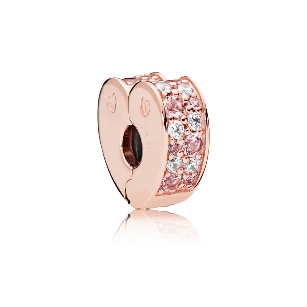 sponka arc of love pandora rose svetlo roza in rožnato rožnati kristali in prozoren cz 787020npm