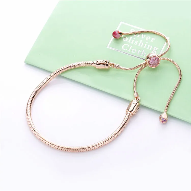 Drsna zapestnica Moments Pandora Rose Peach Blossom Flower - 588093NCCMX