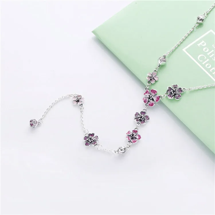 PANDORA Ogrlica z breskovim cvetom - 398074NCCMX