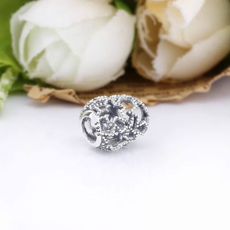 (slika za) PANDORA Obesek z odprtim srcem in zvezdami - 798462C00 - Ogled 3