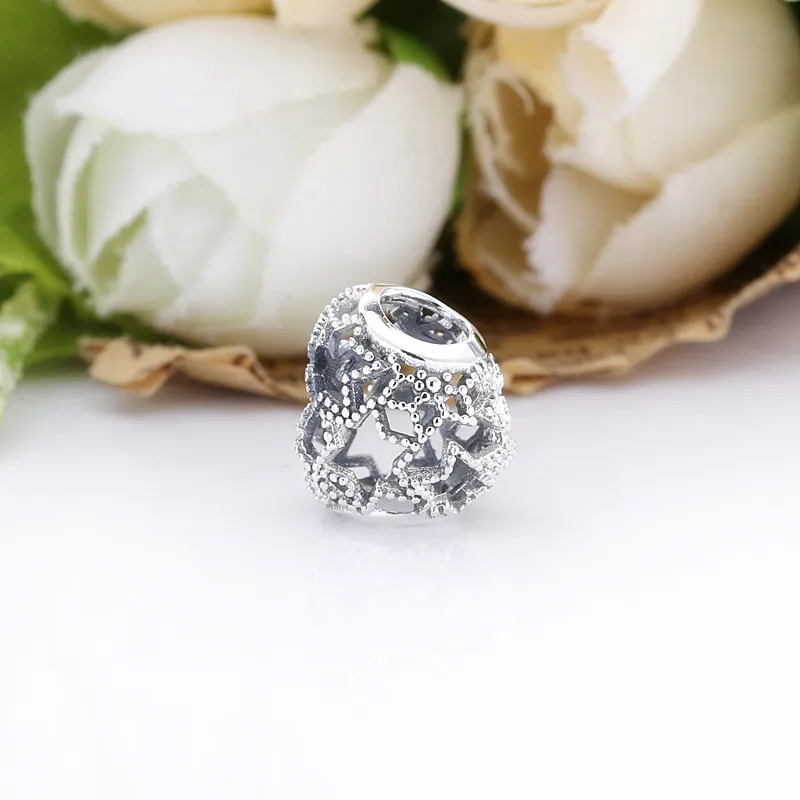 (slika za) PANDORA Obesek z odprtim srcem in zvezdami - 798462C00 - Ogled 4