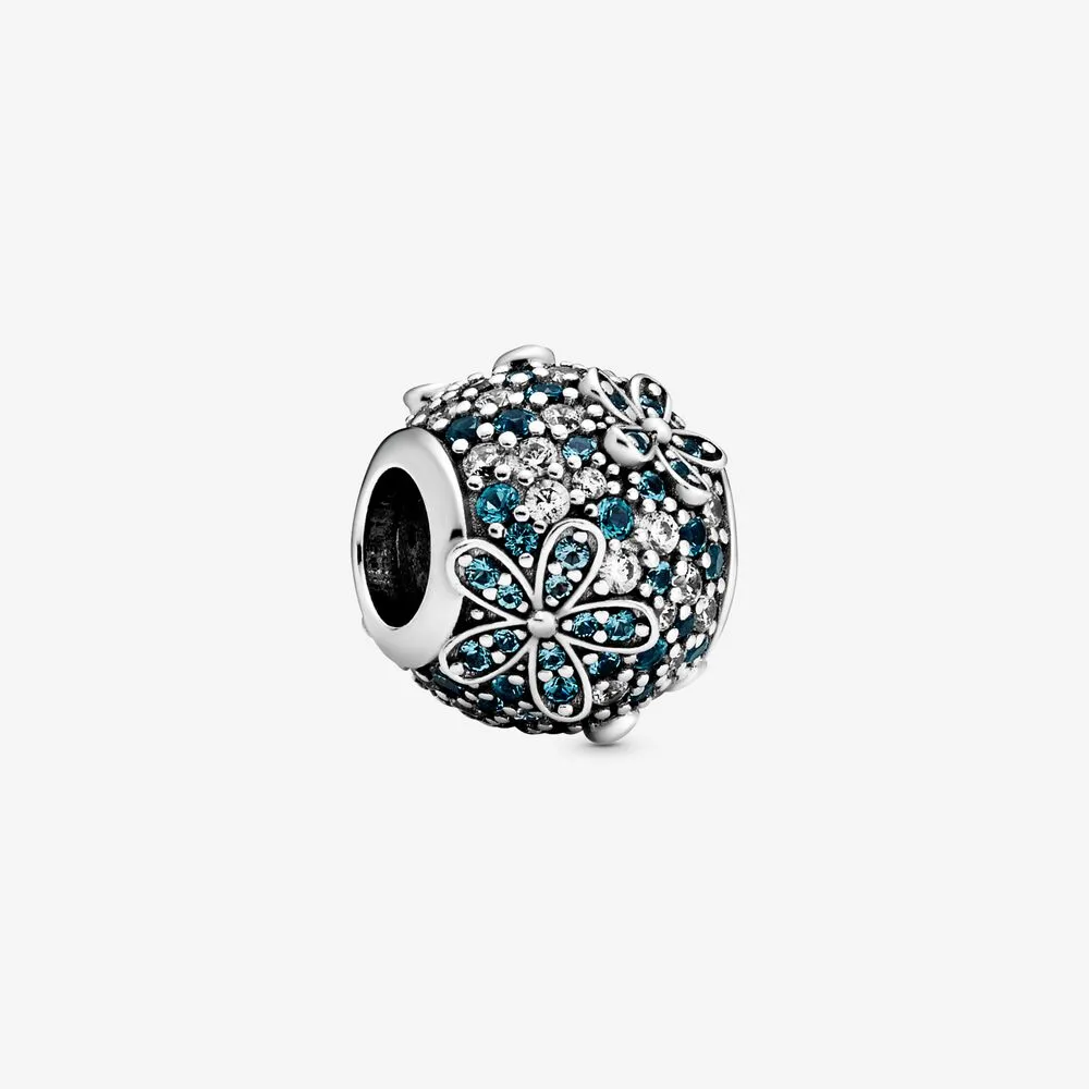 pandora obesek z rožami teal pavé marjetica 798797c01