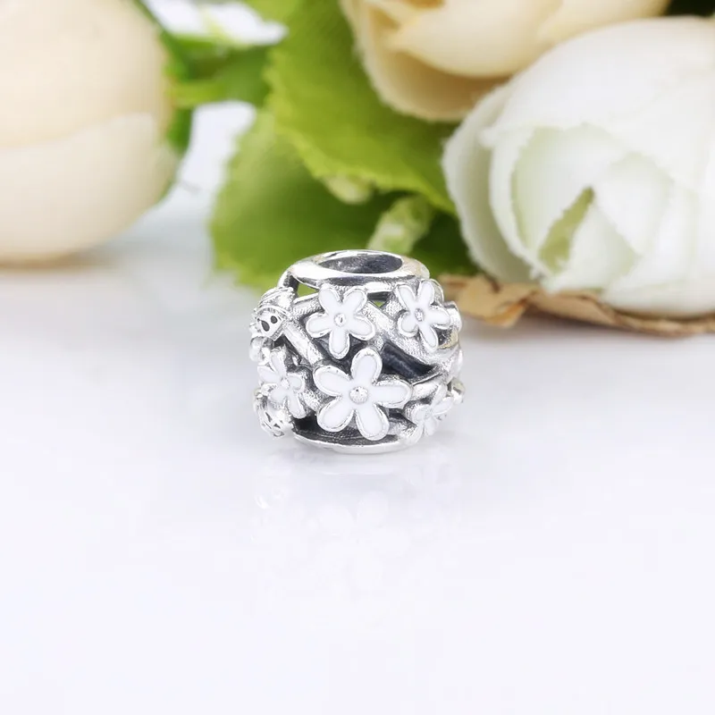 (slika za) PANDORA Okrasni srebrni obesek z rožami marjetice - 788772C02 - Ogled 2