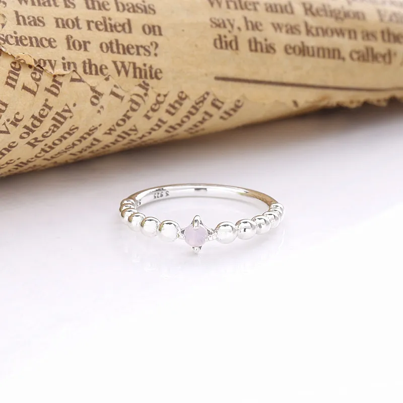 (slika za) PANDORA Prstan iz niza perlic v rožnati barvi - 198867C09 - Ogled 2