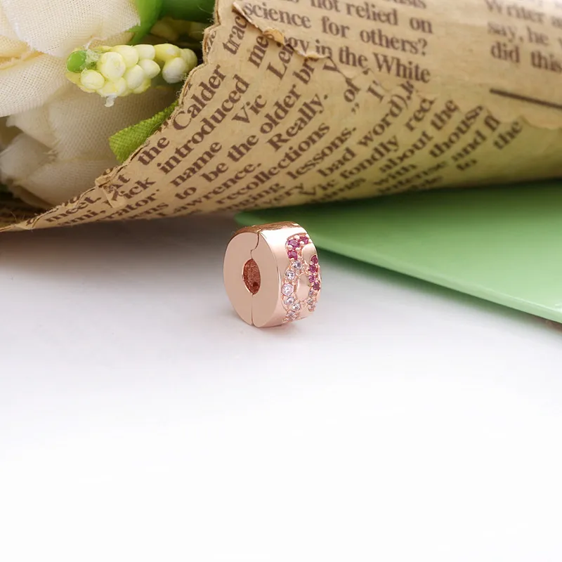 (slika za) PANDORA Roza obesek za sponke z distančnim vzorcem pahljače - 788153C01 - Ogled 3