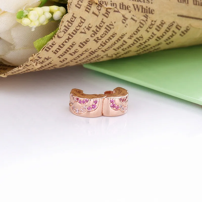 (slika za) PANDORA Roza obesek za sponke z distančnim vzorcem pahljače - 788153C01 - Ogled 4