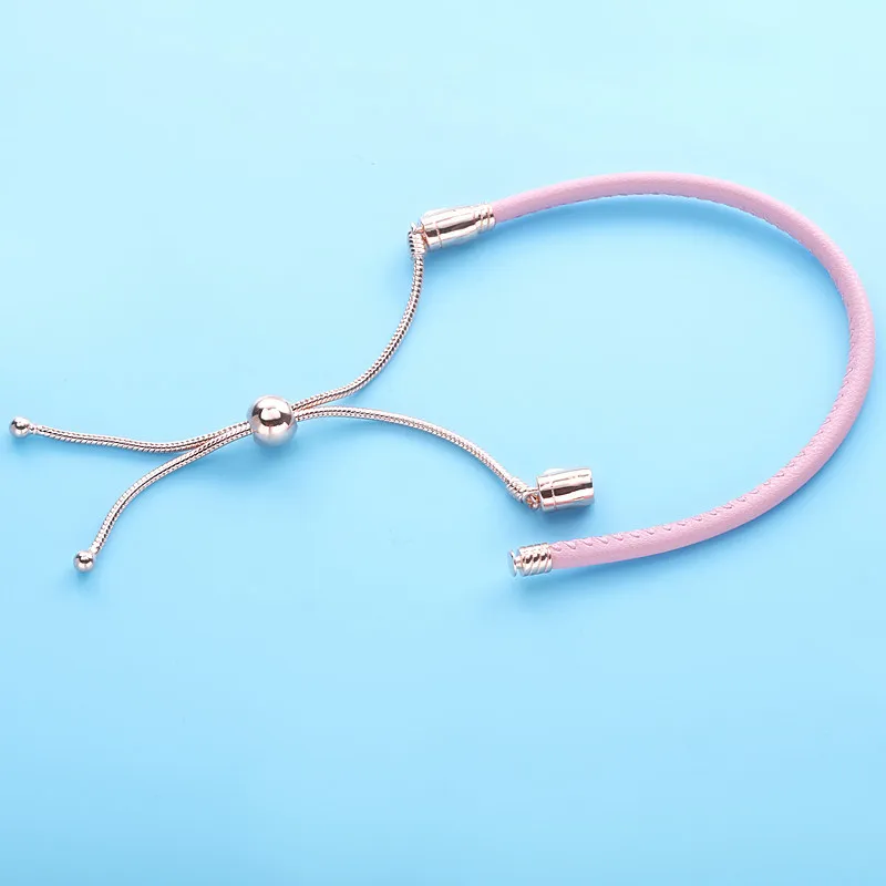 (slika za) Rožnata usnjena drsna zapestnica Pandora Moments - 589002C01 - Ogled 3