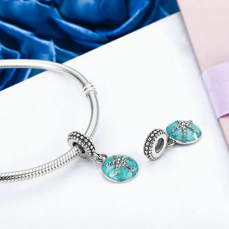 (slika za) Pandora Style Srebrni poletni slog Blue Sea Viseči - SCC136 - Ogled 3