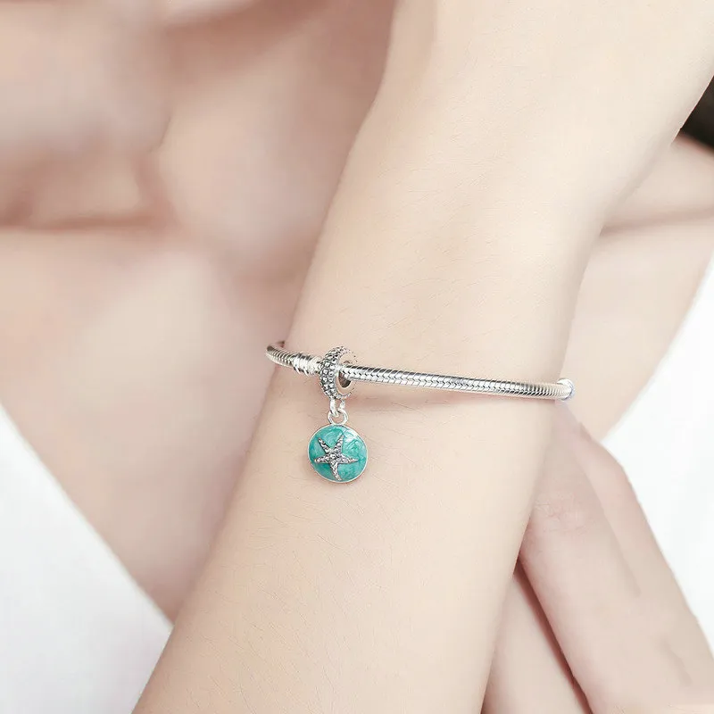 (slika za) Pandora Style Srebrni poletni slog Blue Sea Viseči - SCC136 - Ogled 4