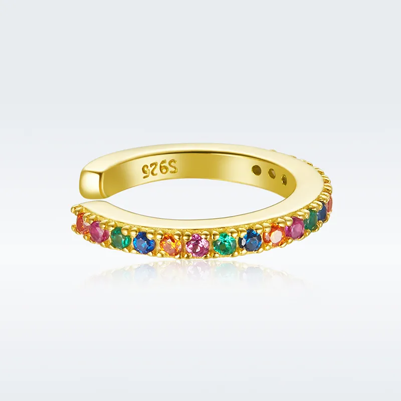 (slika za) Barvita sponka za ušesa v slogu Pandora, 18-karatno pozlačena - SCE993-B - Ogled 3