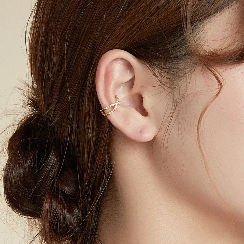 (slika za) Pandora Style 18ct pozlačena sponka za križno uho - SCE997-B - Ogled 2