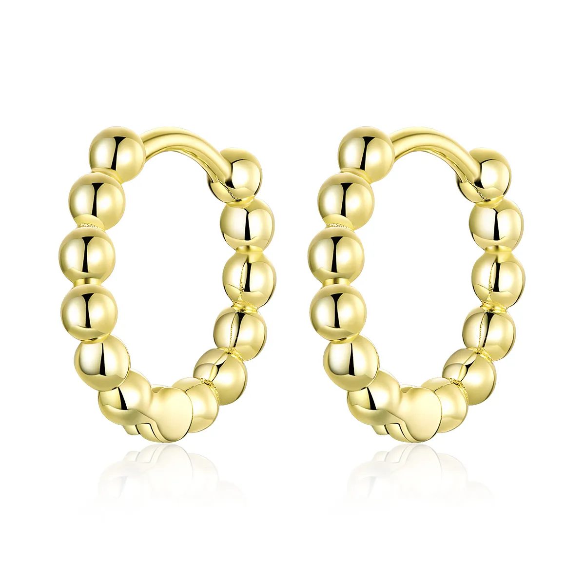 pandora style 18ct pozlačeni majhni kroglični uhani v obliki obroča sce807 b