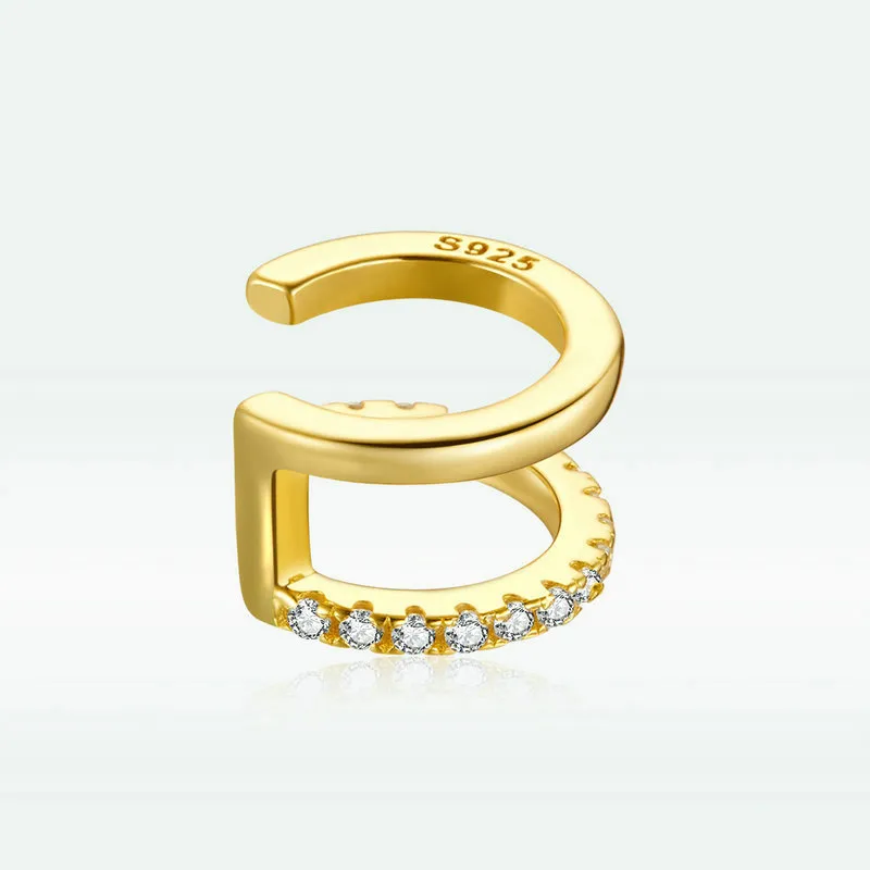 (slika za) Preprosta sponka za ušesa v slogu Pandora, 18-karatno pozlačena - SCE994-B - Ogled 2