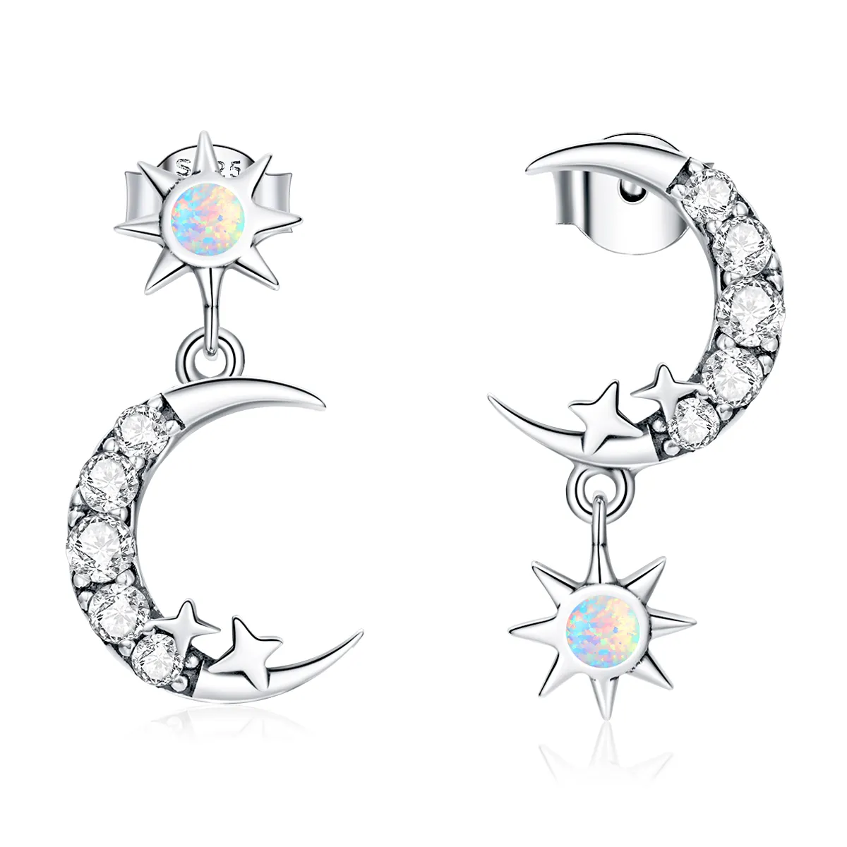 pandora style wear stars and wear moon viseči uhani sce1239