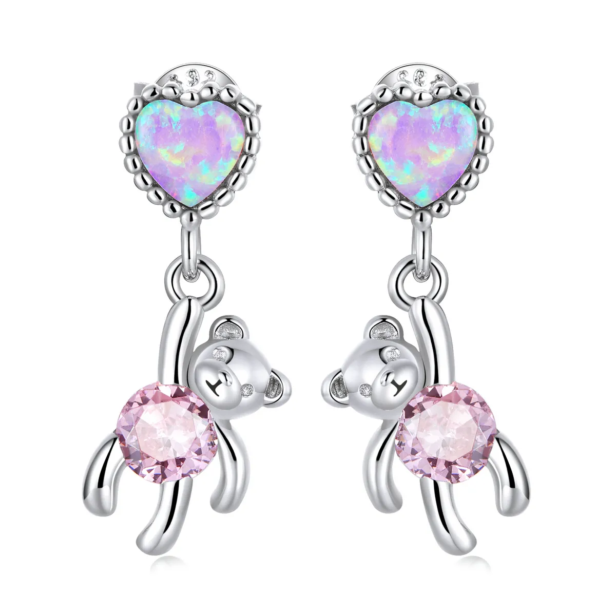 viseči uhani pandora style love bear sce1384