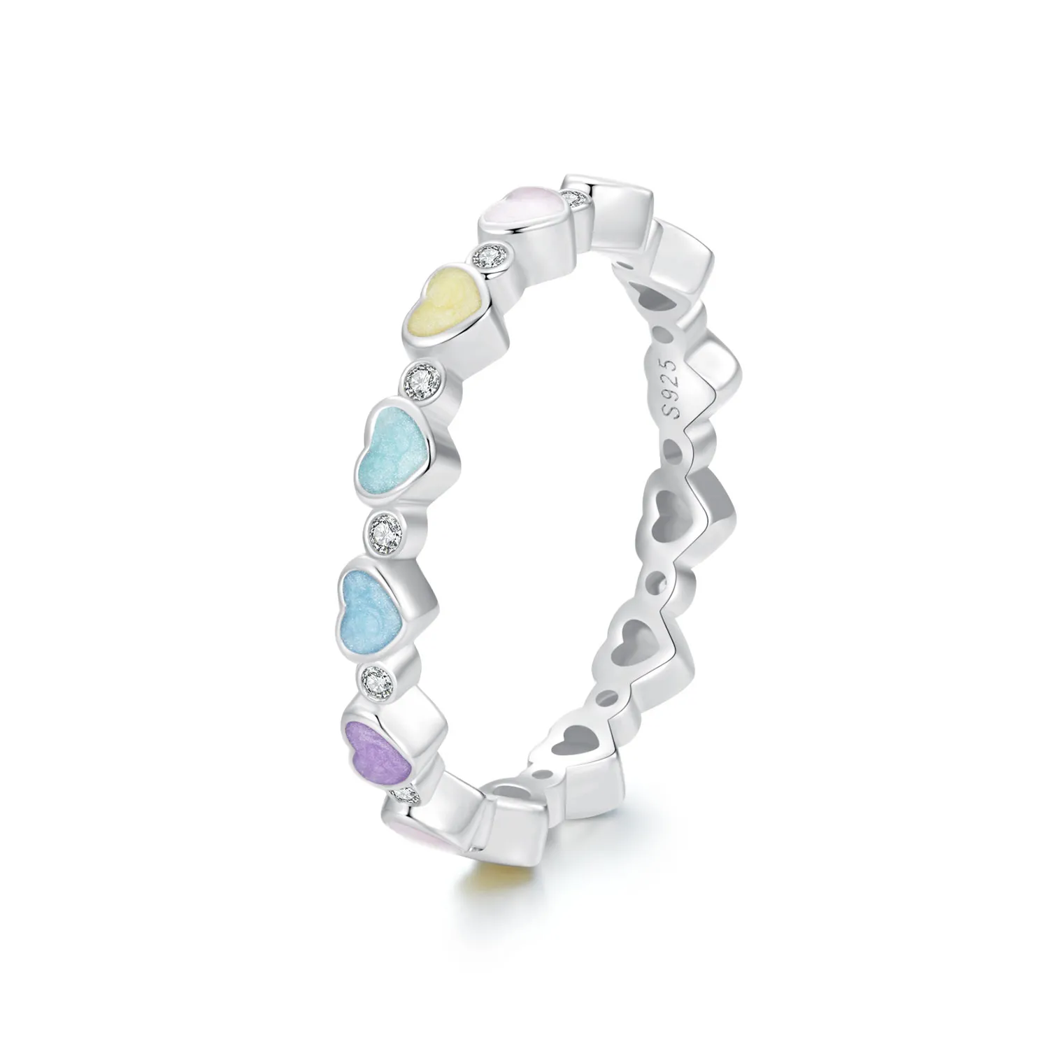 pandora style barvit dopaminski prstan v obliki srca scr995