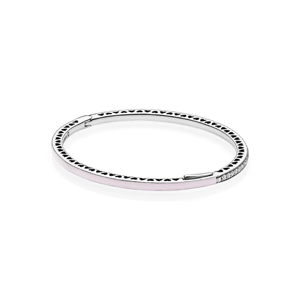 zapestnica radiant hearts of pandora svetlo roza emajl in prozoren cz 590537en68