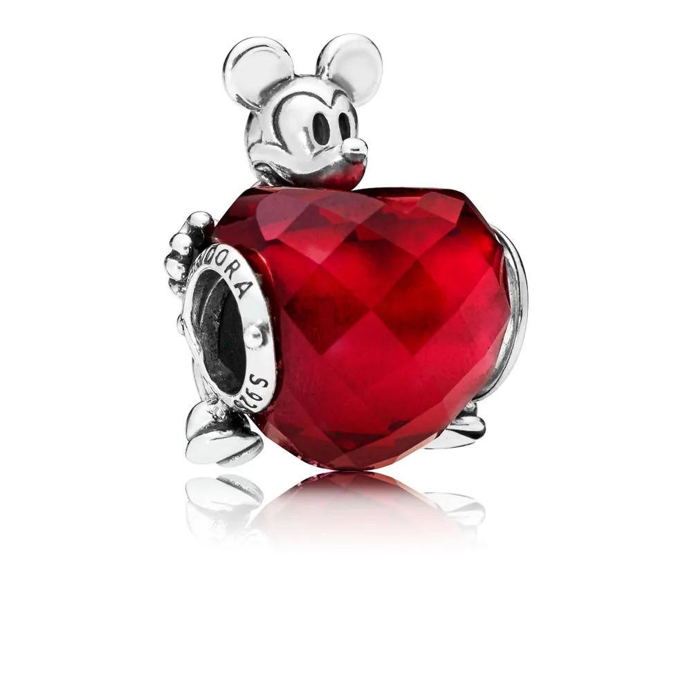 obesek pandora disney mickey love heart charm 797168nfr