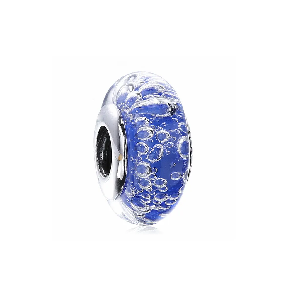 pandora blue effervescence charm murano glass clear cz pl00059 1