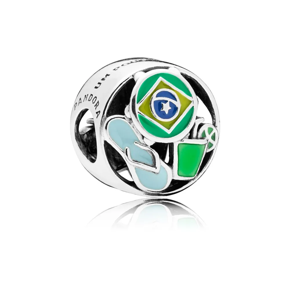 pandora brazilija srebrni obesek z elenim modrim in rumenim emajlom 797219enmx