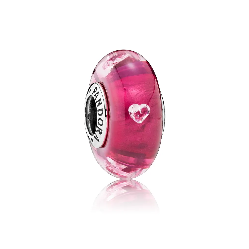 pandora cerise obesek v obliki srca prozorno muransko steklo cz 791664pcz
