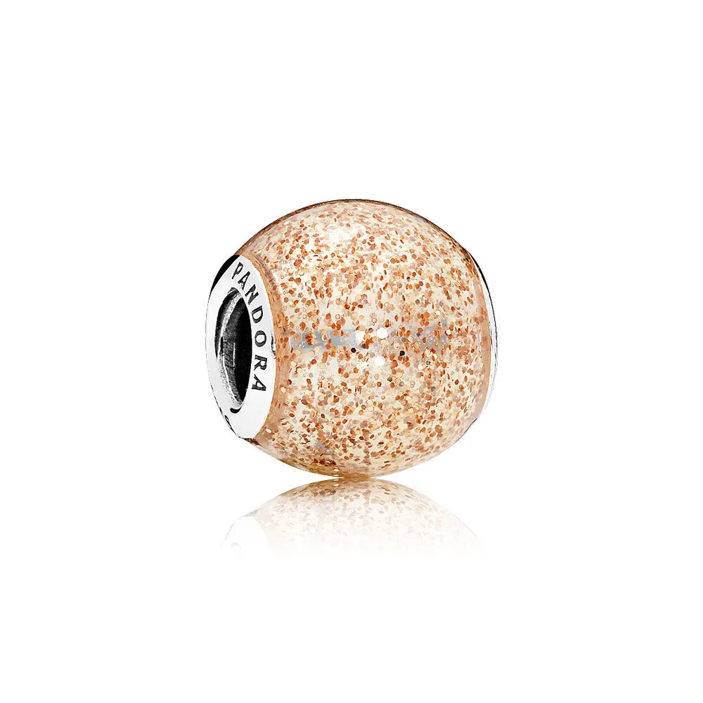 pandora glitter ball rose golden glitter emajl charm 796327en145