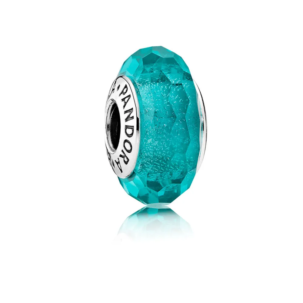 pandora teal shimmer glass murano bead 791655