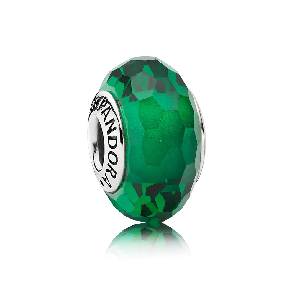 pandora zelena fasetirana perla murano 791619