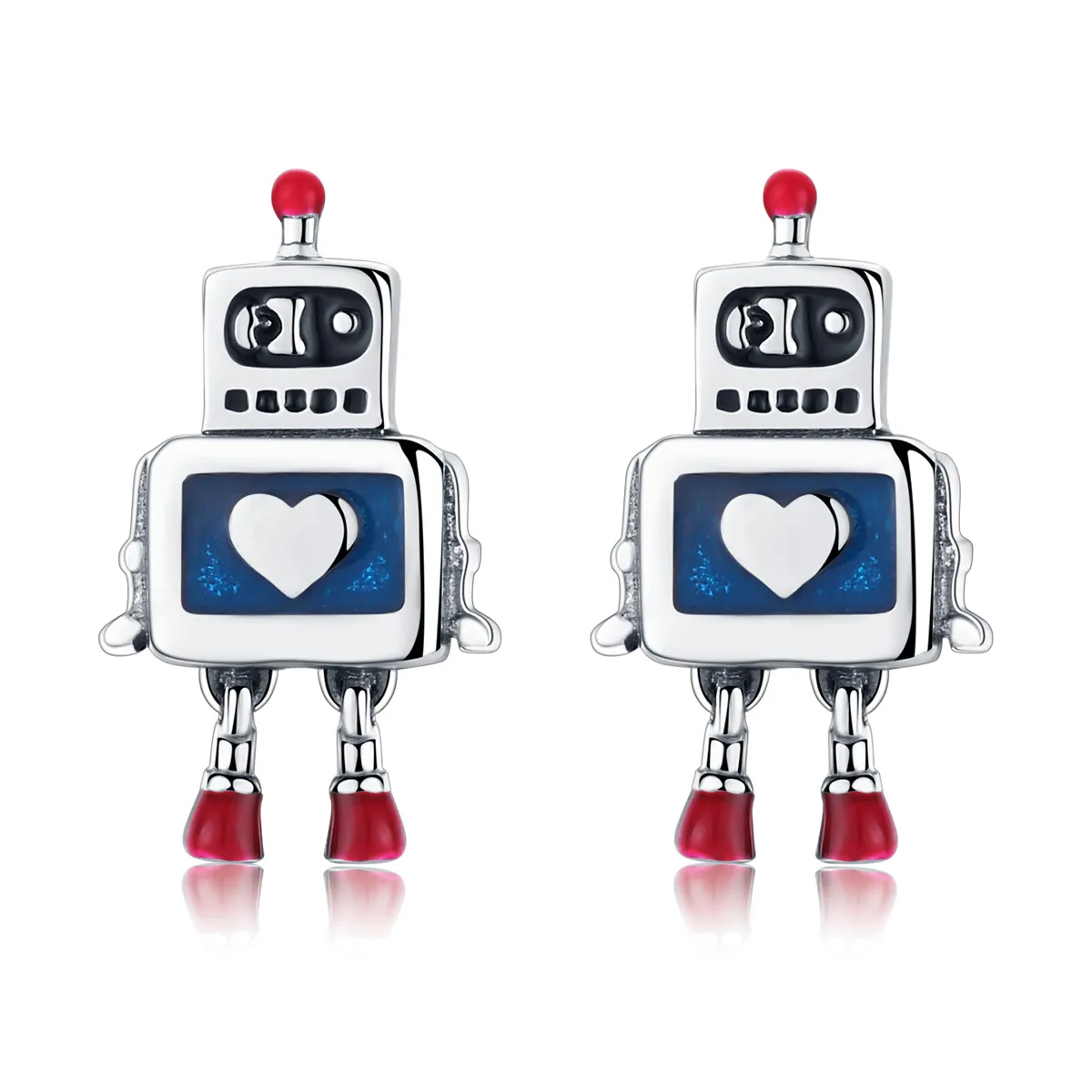 srebrni robotski uhani v slogu pandora sce477